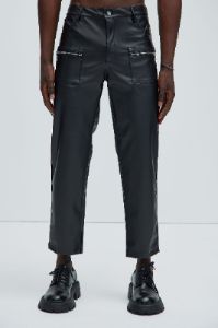 Put Me On Faux Leather Cropped Straight Pants - Black sold by Fashion Nova
