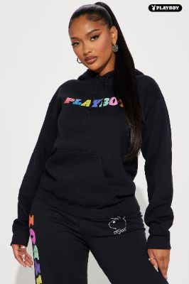 Playboy Bunny Embroidered Hoodie - Black sold by Fashion Nova