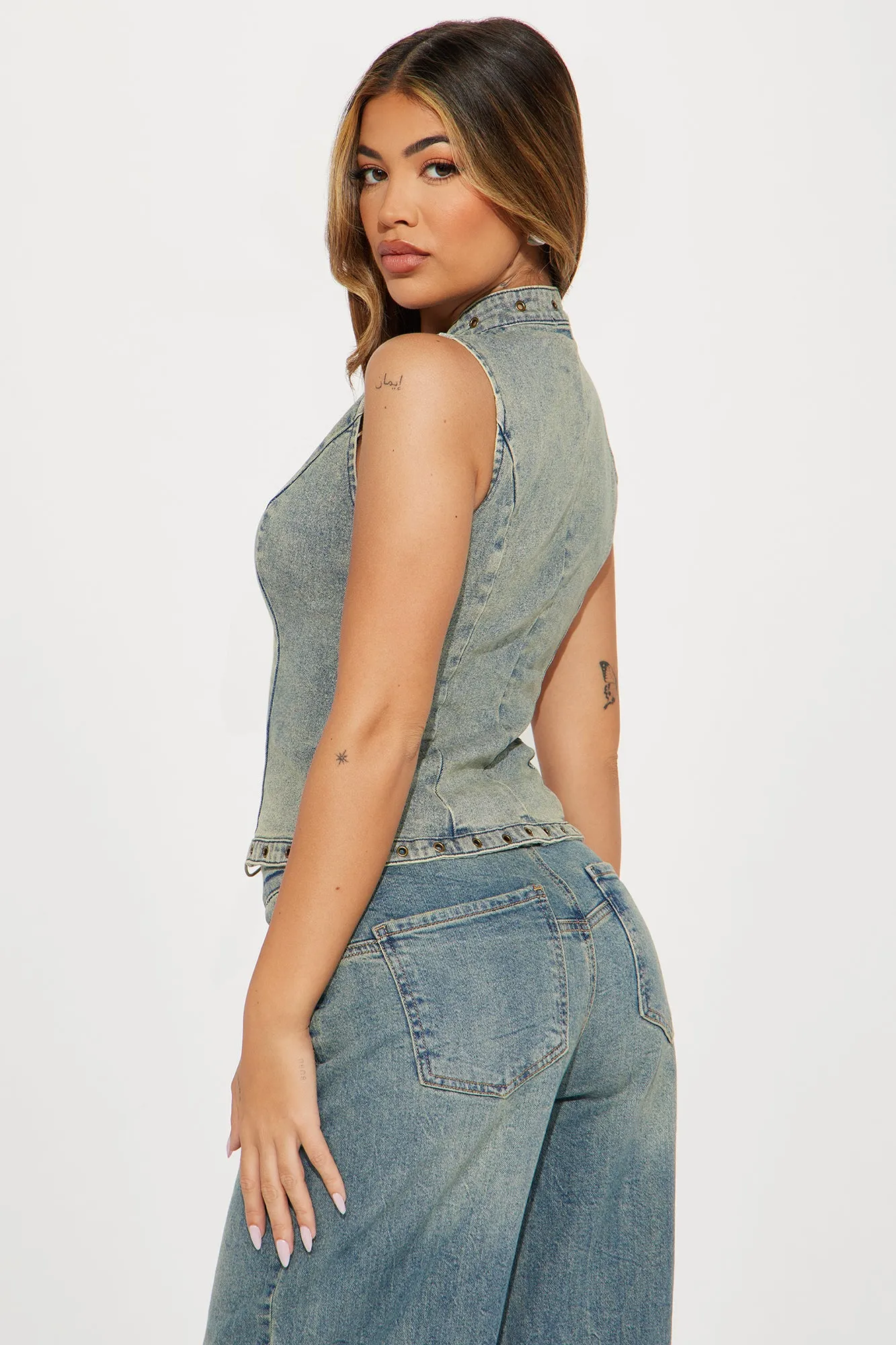 That Girl Denim Top - Vintage Wash sold by Fashion Nova product image thumbnail 3