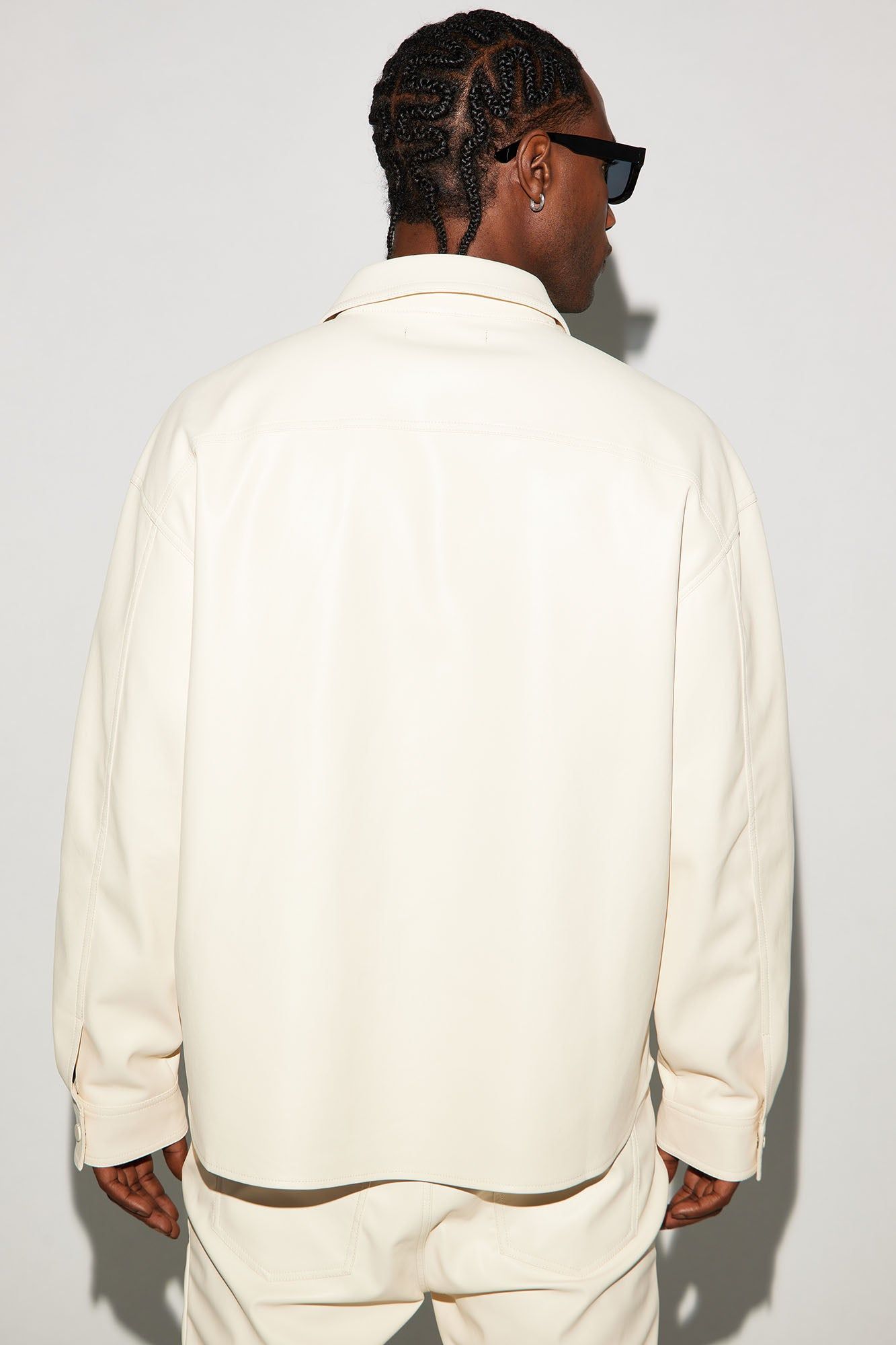 Covert Faux Leather Button Up Shirt - Cream sold by Fashion Nova product image thumbnail 4