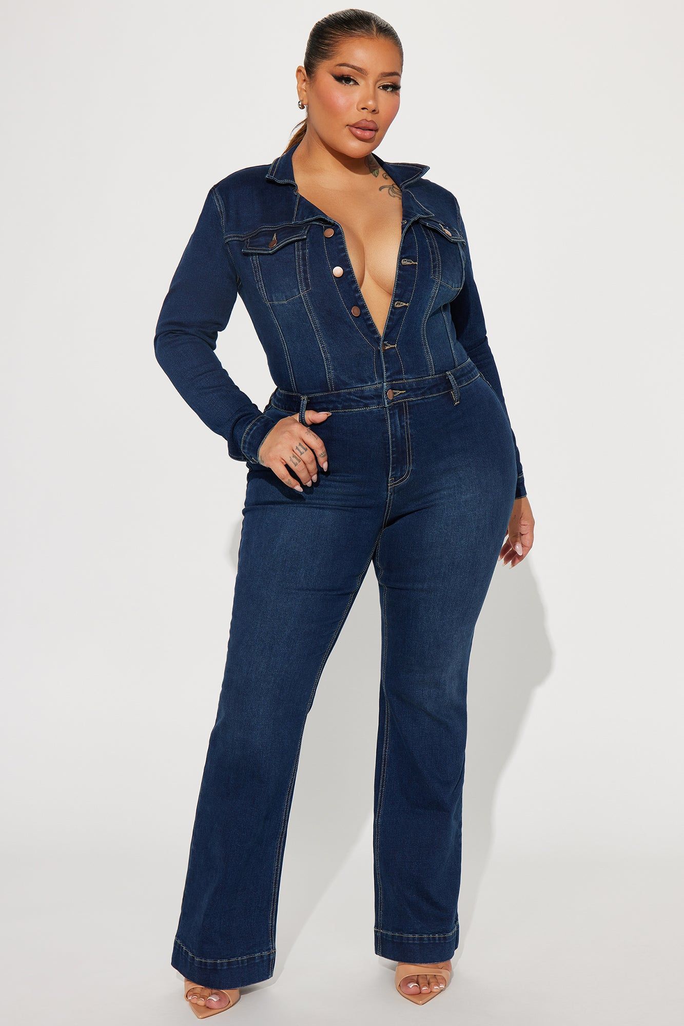Day Dreaming Long Sleeve Denim Jumpsuit - Dark Denim sold by Fashion Nova product image thumbnail 4