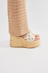 Get To Know Ya Crochet Wedges - Beige sold by Fashion Nova