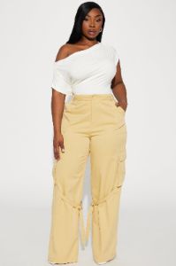 Justine Strappy Wide Leg Cargo Pant - Mustard sold by Fashion Nova