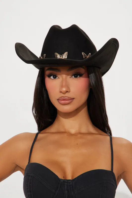 High Ride Butterfly Cowboy Hat - Black sold by Fashion Nova
