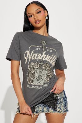 All American Music Nashville Tee - Charcoal sold by Fashion Nova