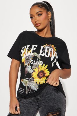 Self Love Sunflower Short Sleeve Tee - Black sold by Fashion Nova