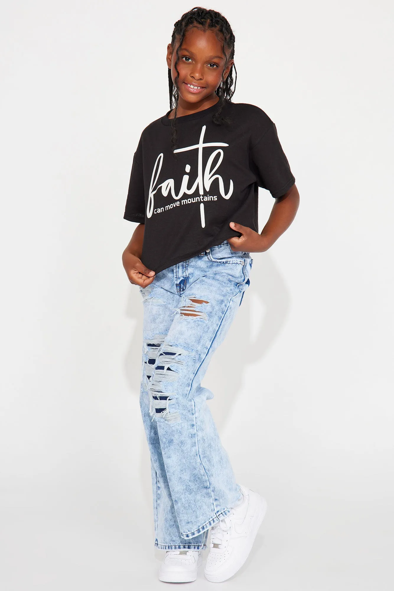 Mini Keep Your Faith Tie Front Tee - Black sold by Fashion Nova product image thumbnail 2