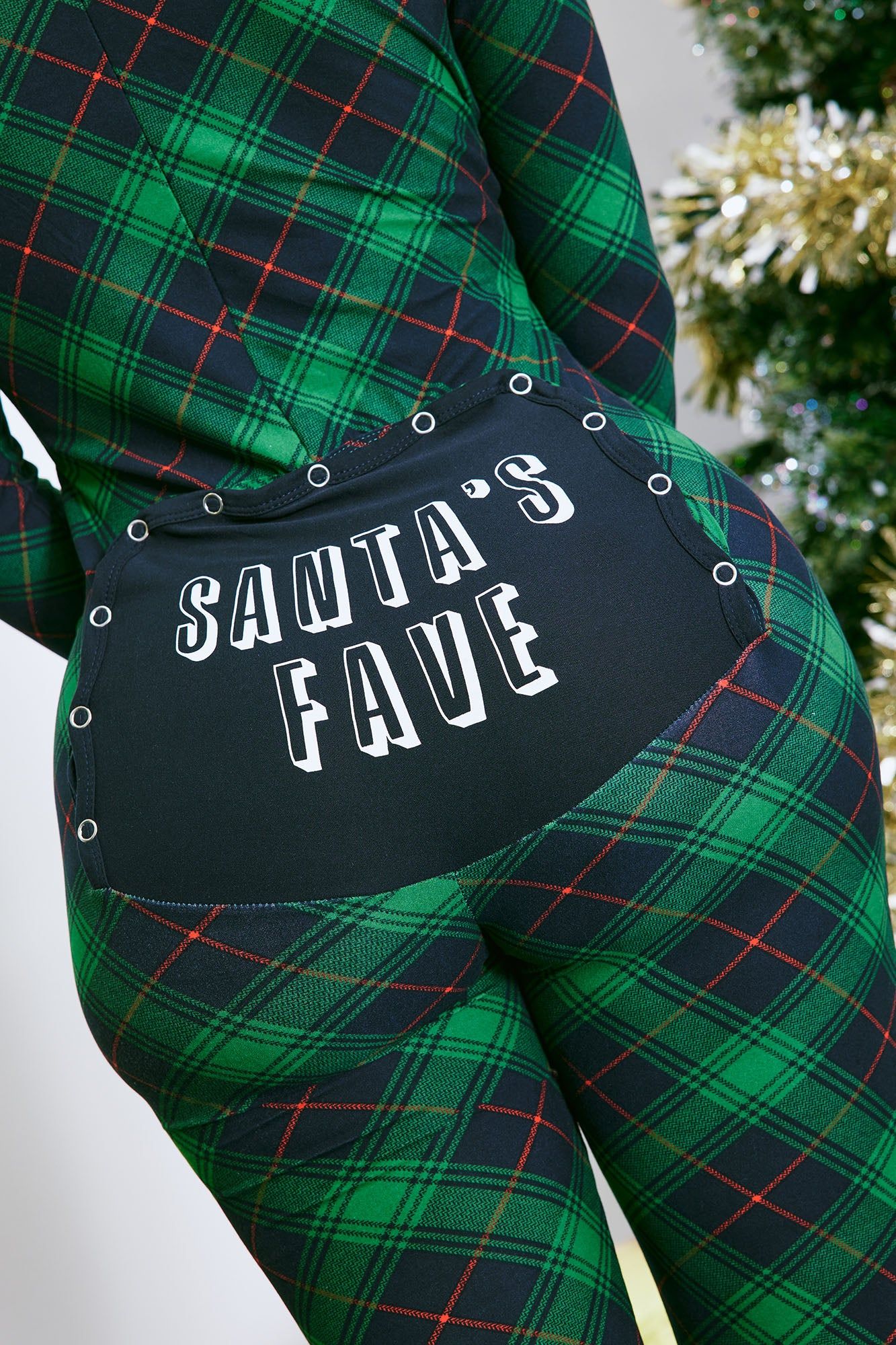 Santa's Fave PJ Jumpsuit Onesie - Green/combo sold by Fashion Nova product image thumbnail 4