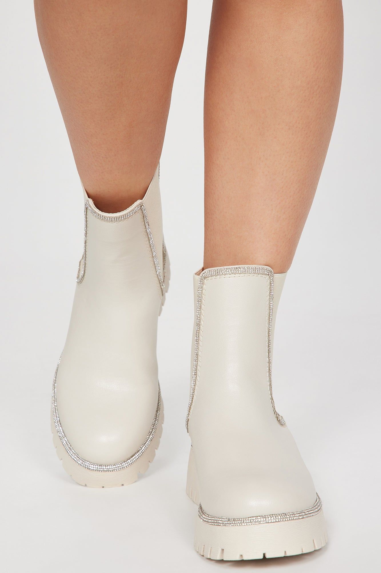 Casual Baddie Flat Boots - Cream sold by Fashion Nova product image thumbnail 3