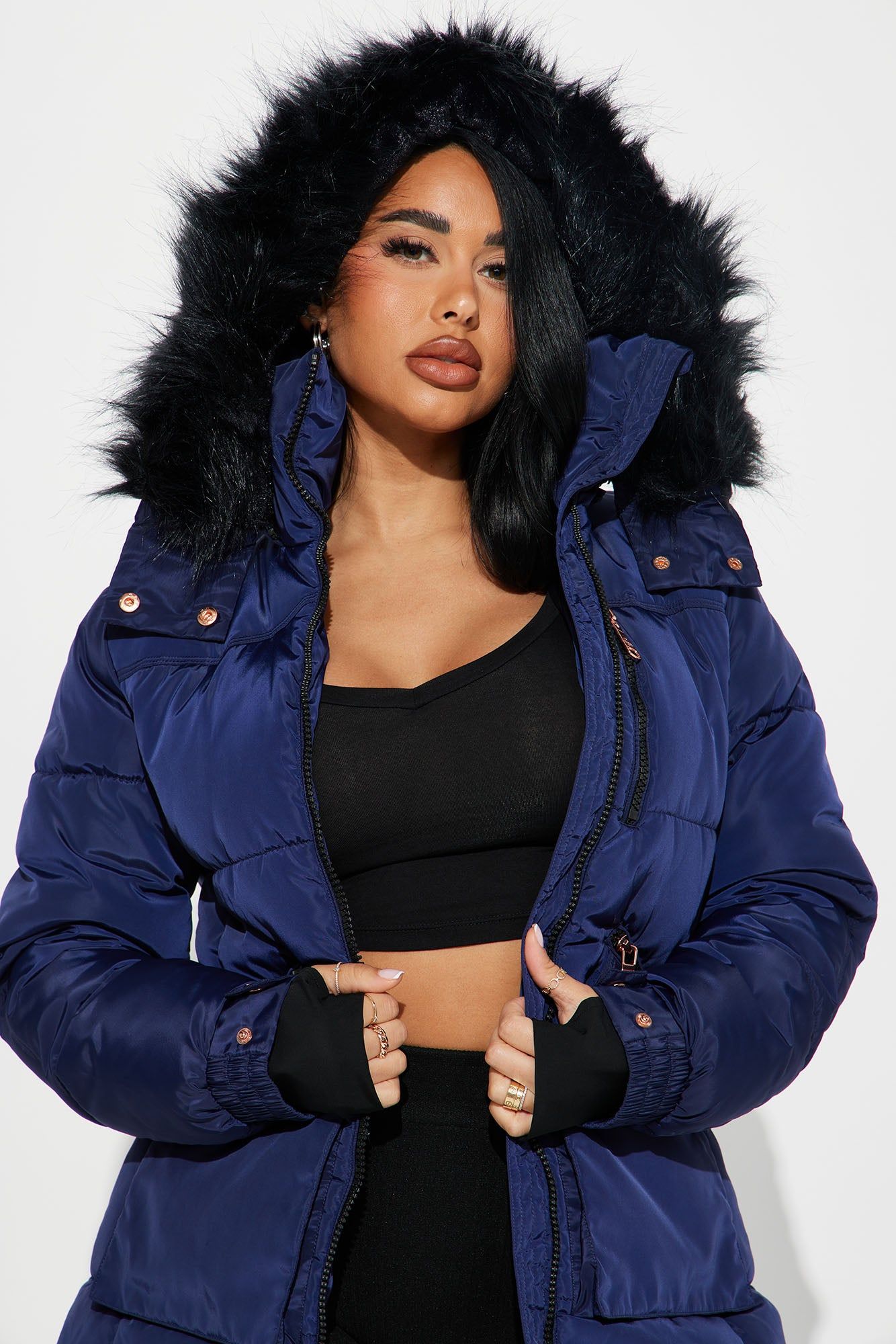 Cold Feelings Puffer Jacket - Navy sold by Fashion Nova product image thumbnail 3