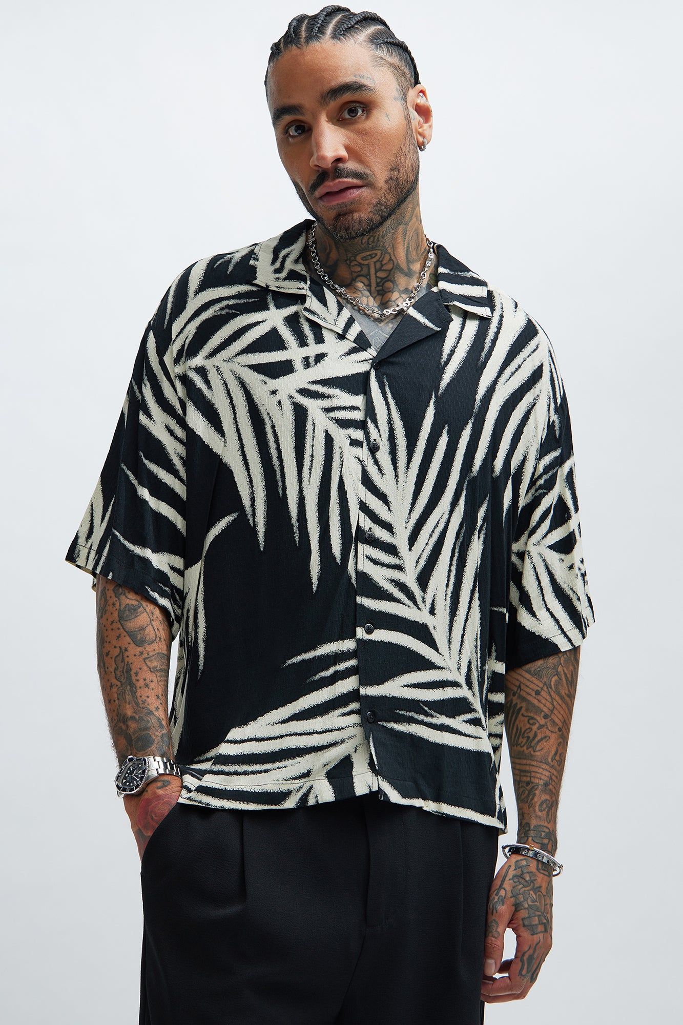 29 Palms Textured Shirt - Black/combo sold by Fashion Nova