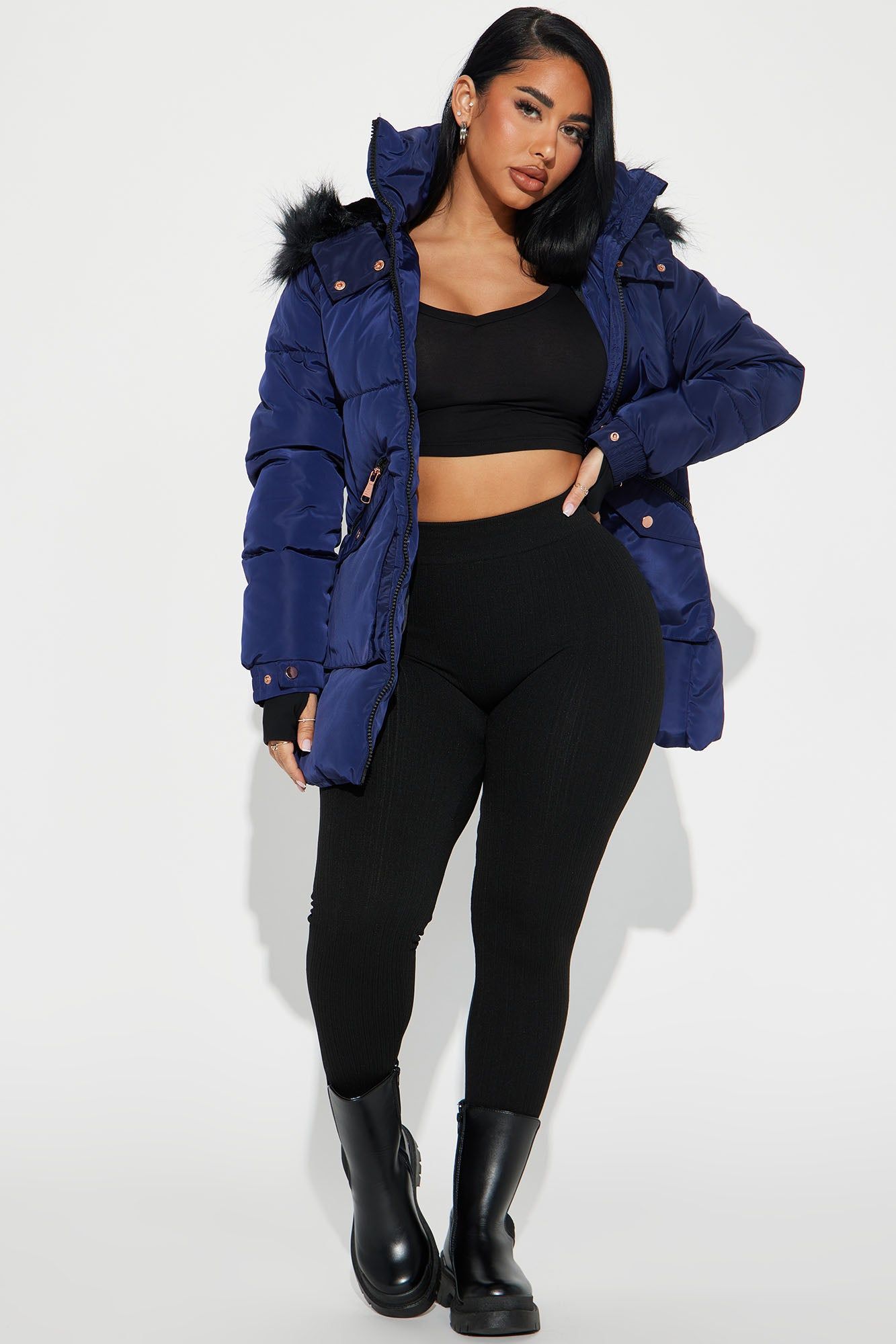 Cold Feelings Puffer Jacket - Navy sold by Fashion Nova product image thumbnail 2