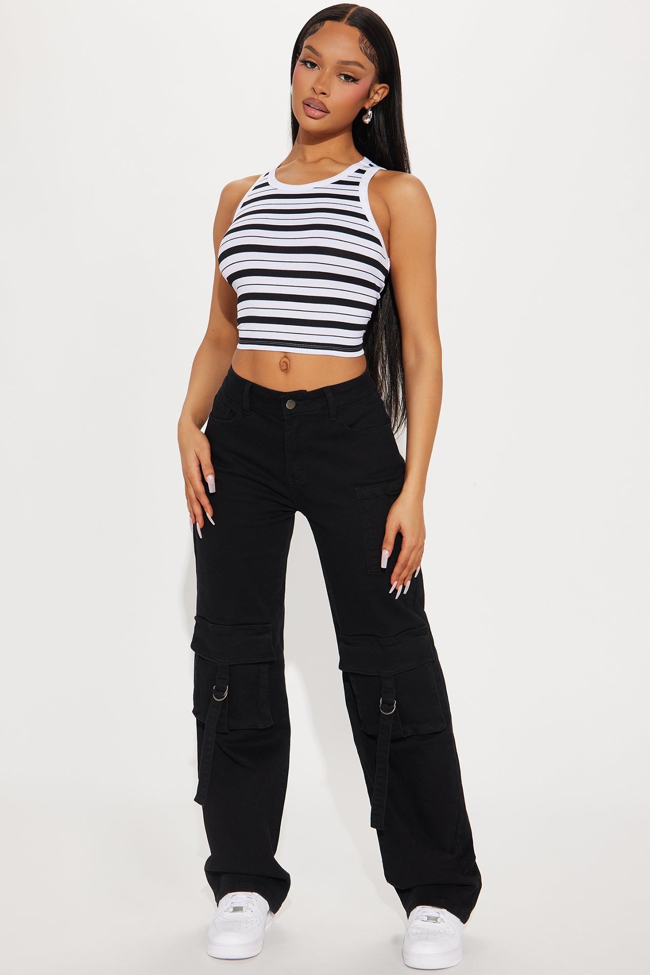 Everyday Vibe Striped Tank Top - White/Black sold by Fashion Nova product image thumbnail 2