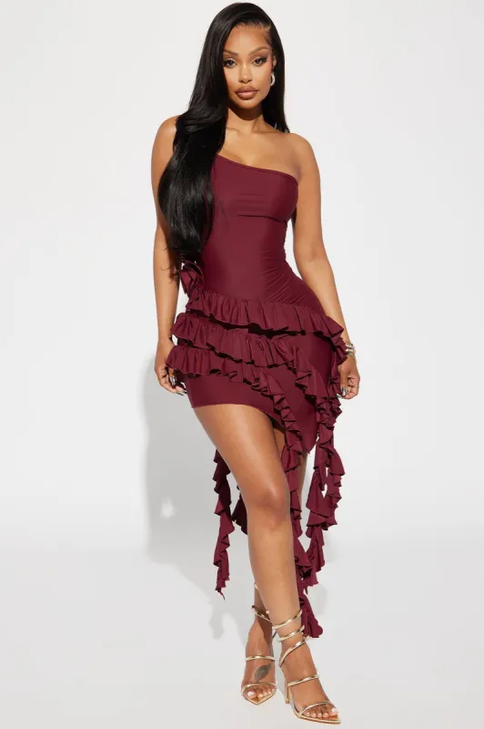 Charlette Rose Mini Dress - Burgundy sold by Fashion Nova