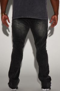 Roll With It Stacked Skinny Flare Jeans - Black Wash sold by Fashion Nova