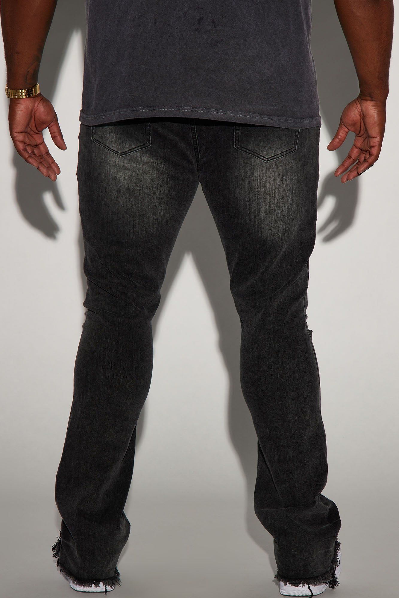 Roll With It Stacked Skinny Flare Jeans - Black Wash sold by Fashion Nova product image thumbnail 3