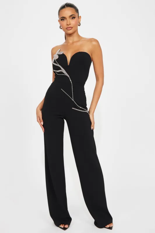 Elegant Desire Jumpsuit  - Black sold by Fashion Nova
