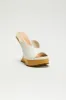 Back In Time Novelty Wedges - White sold by Fashion Nova
