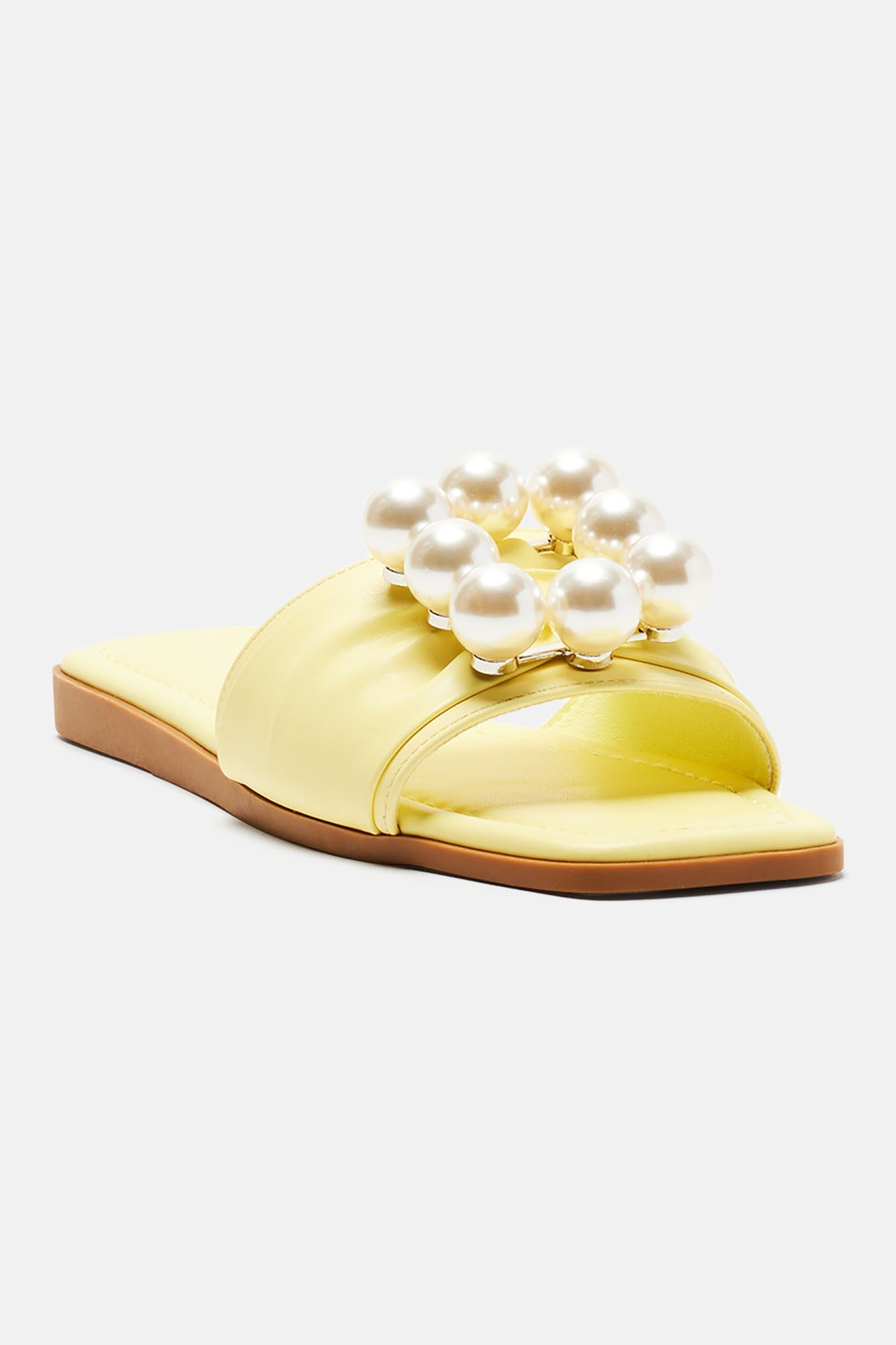 Pretty Pearls Flat Sandals - Yellow sold by Fashion Nova product image thumbnail 2