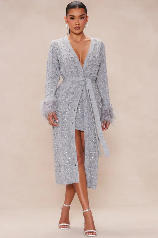 Tori Cardigan - Heather Grey sold by Fashion Nova