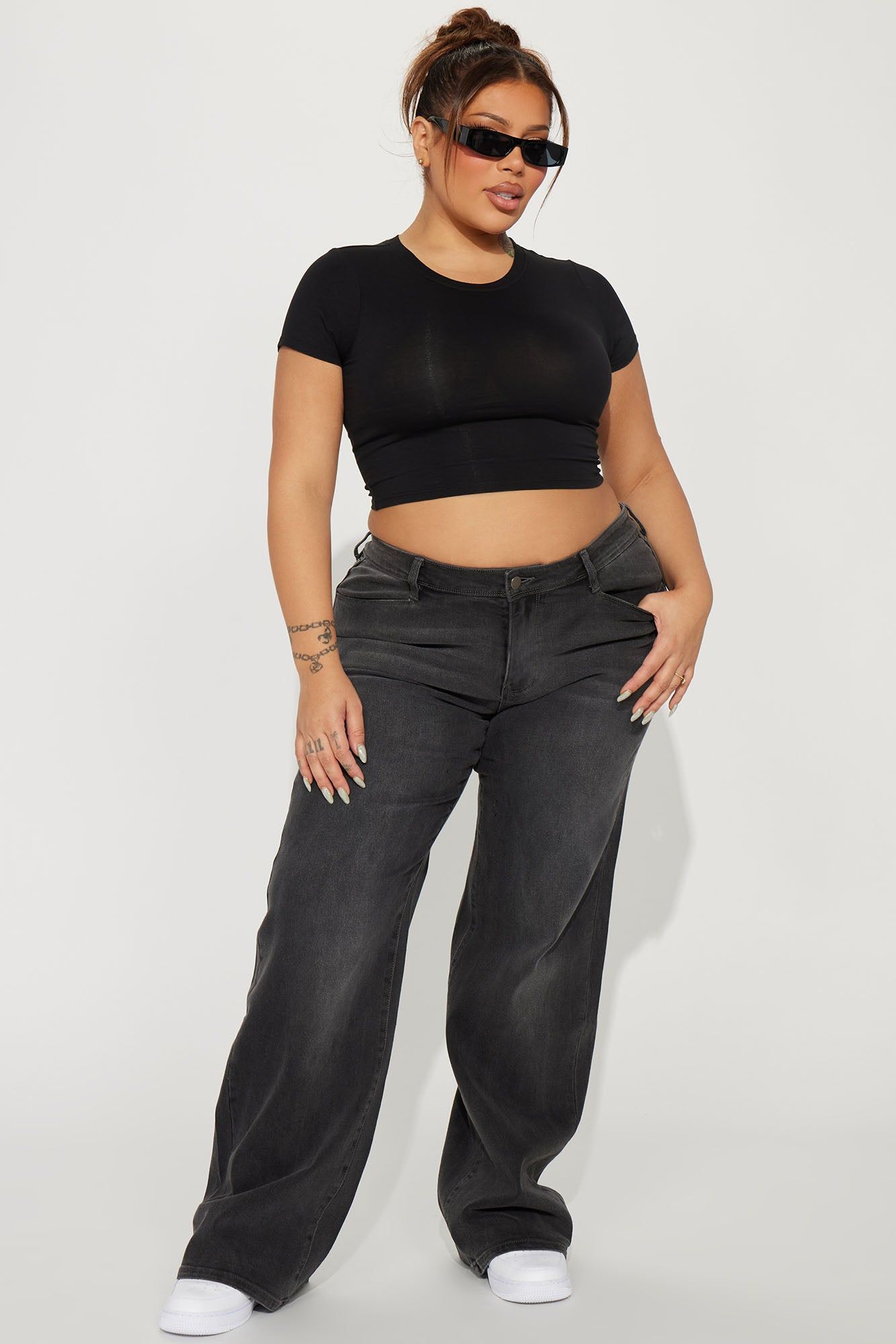 Lost As Always Stretch Baggy Jeans - Black Wash sold by Fashion Nova product image thumbnail 4