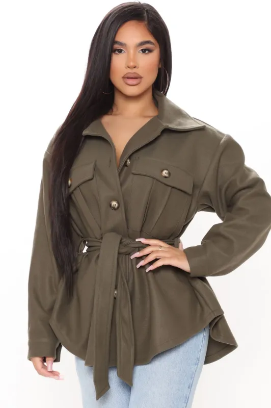 Back In Town Shacket - Olive sold by Fashion Nova
