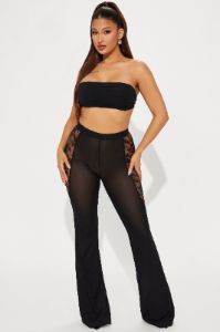 Be My Lover Mesh Flare Pant - Black sold by Fashion Nova