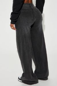 Lost As Always Stretch Baggy Jeans - Black Wash sold by Fashion Nova