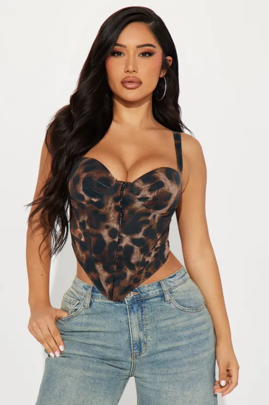 Caroline Leopard Mesh Corset Top - Leopard sold by Fashion Nova