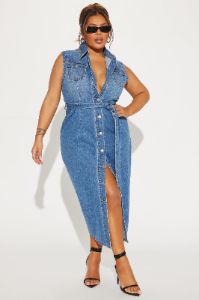 Tennessee Denim Maxi Dress - Dark Wash sold by Fashion Nova