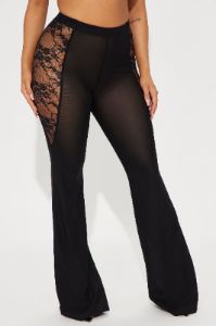 Be My Lover Mesh Flare Pant - Black sold by Fashion Nova