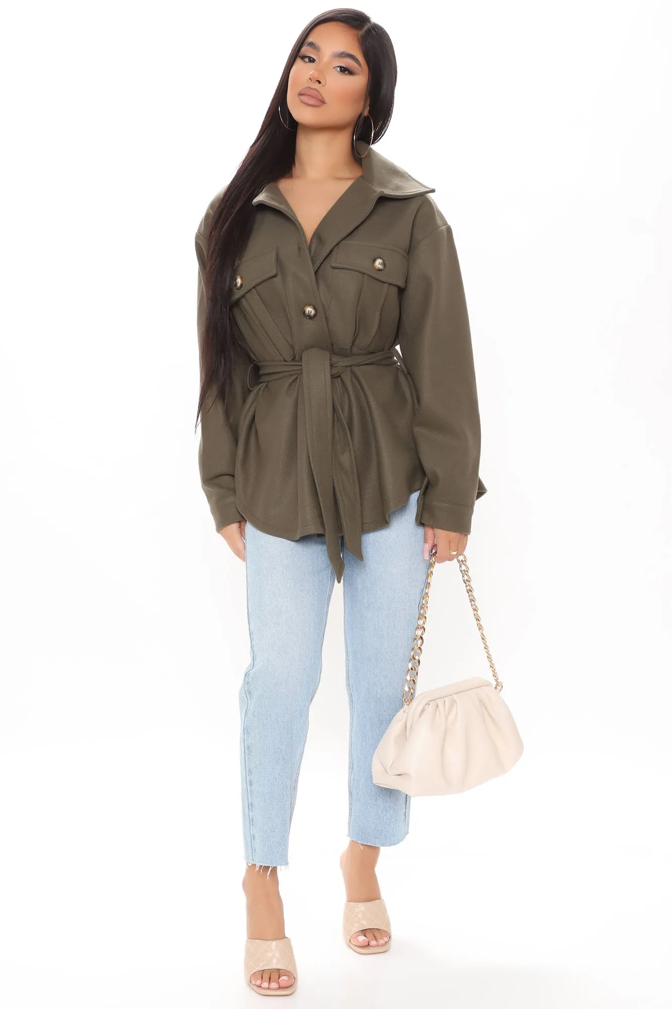Back In Town Shacket - Olive sold by Fashion Nova product image thumbnail 2