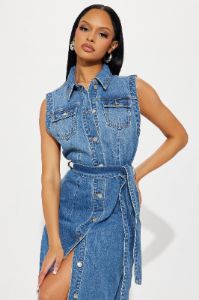 Tennessee Denim Maxi Dress - Dark Wash sold by Fashion Nova