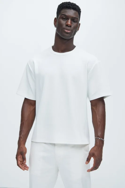 Kamryn Textured Relaxed Short Sleeve Tee - Off White sold by Fashion Nova