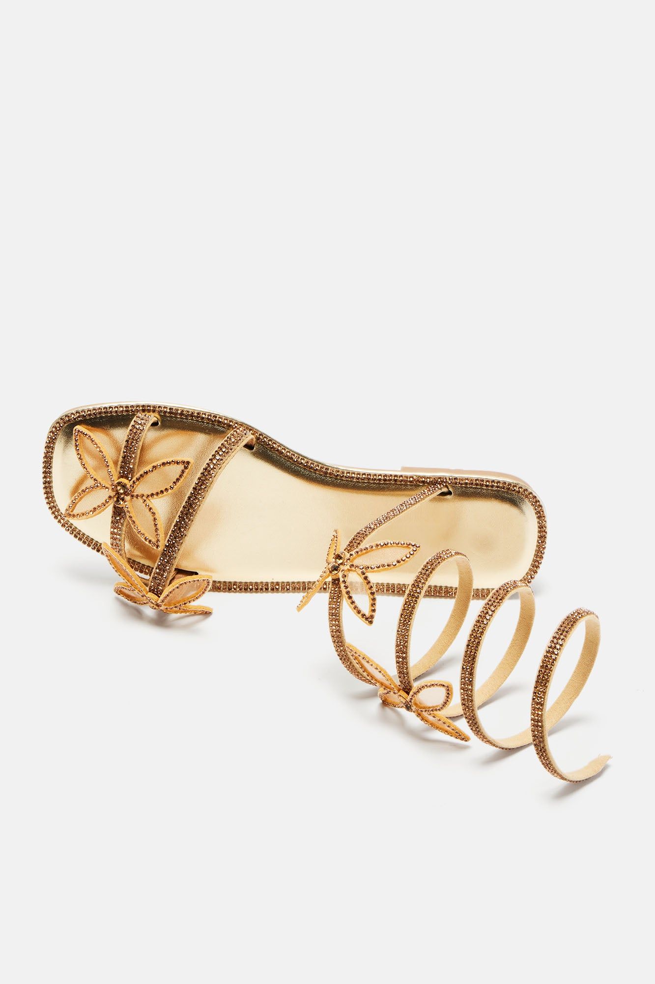 Oh So Heavenly Embellished Wrap Up Flat Sandals - Gold sold by Fashion Nova product image thumbnail 3