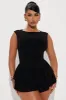 Just A Girl Romper - Black sold by Fashion Nova