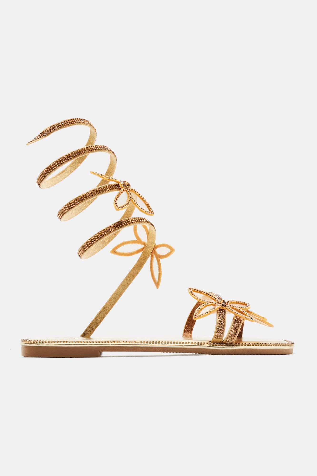 Oh So Heavenly Embellished Wrap Up Flat Sandals - Gold sold by Fashion Nova product image thumbnail 4