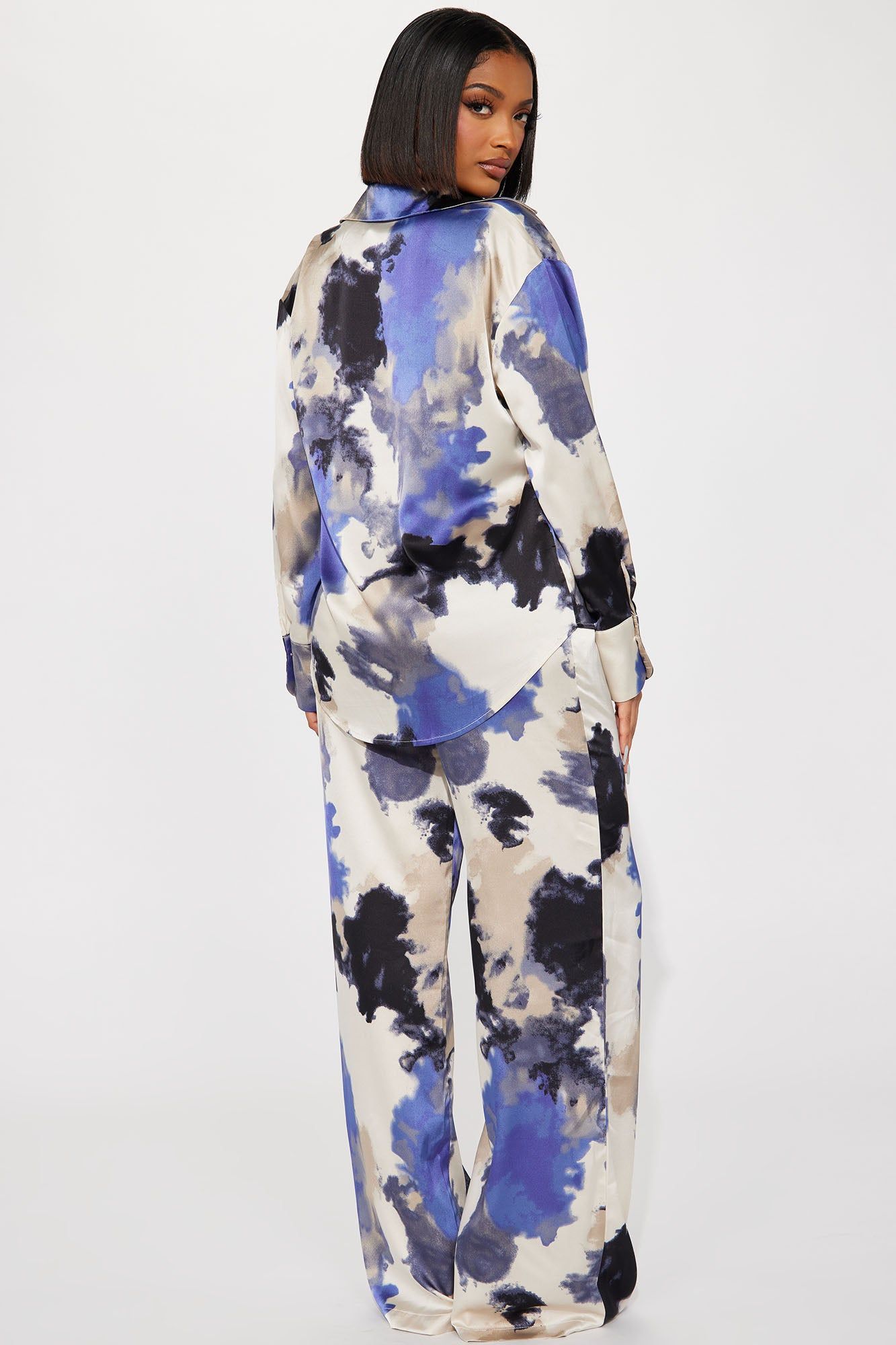 Christina Satin Pant Set - Blue/combo sold by Fashion Nova product image thumbnail 3