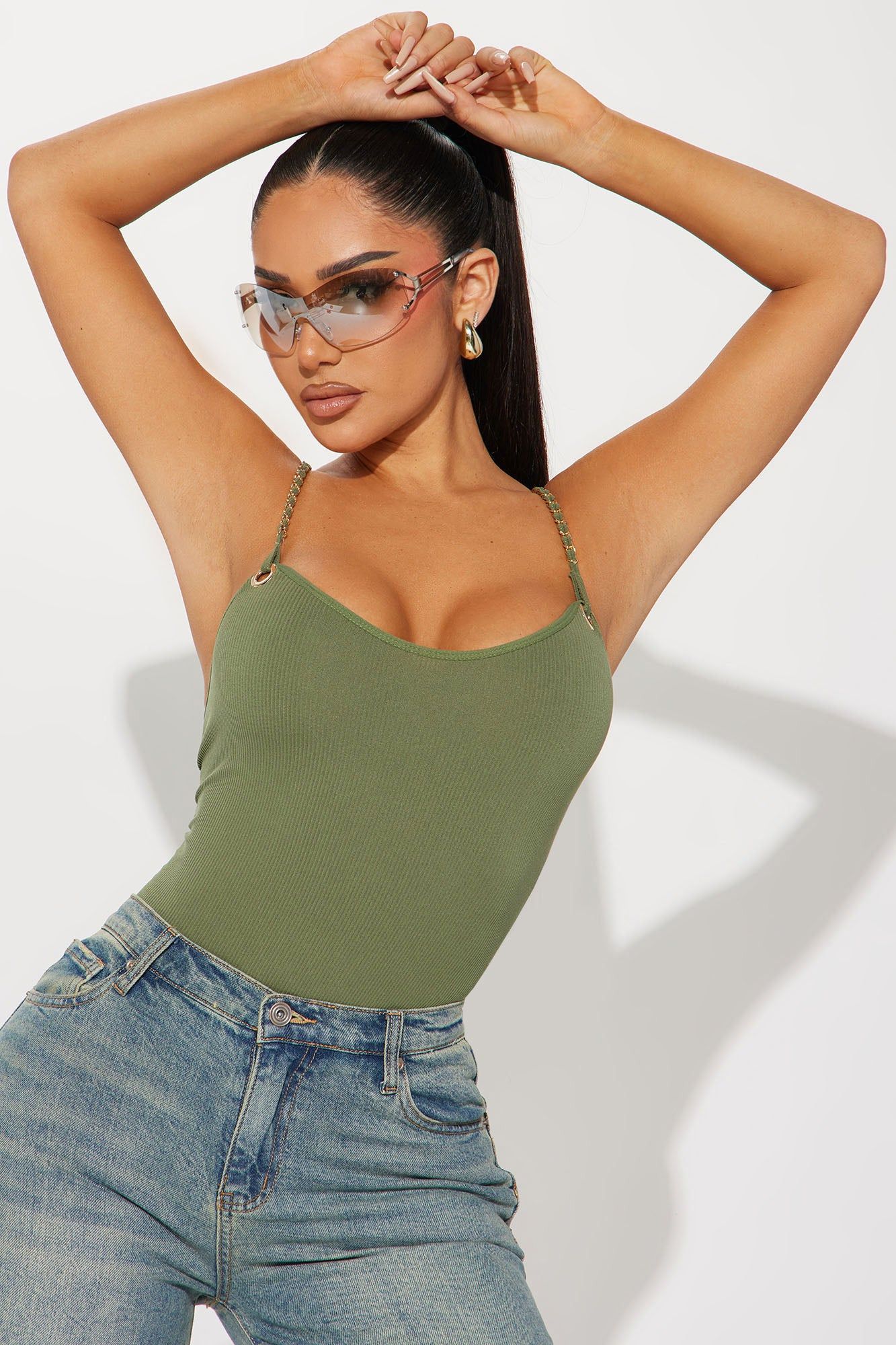 Genesis Chain Strap Bodysuit - Olive sold by Fashion Nova product image thumbnail 3