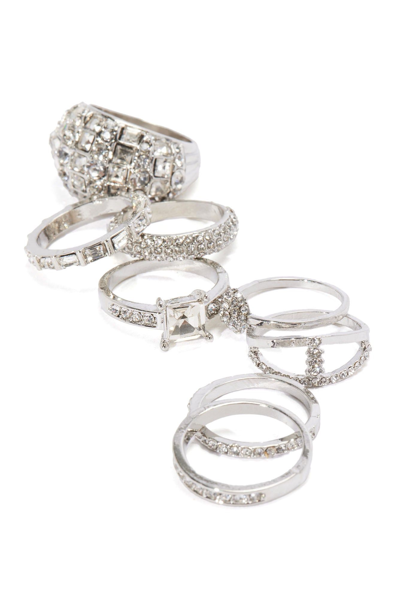 Shimmer For Me 8 Piece Ring Set - Silver sold by Fashion Nova product image thumbnail 2