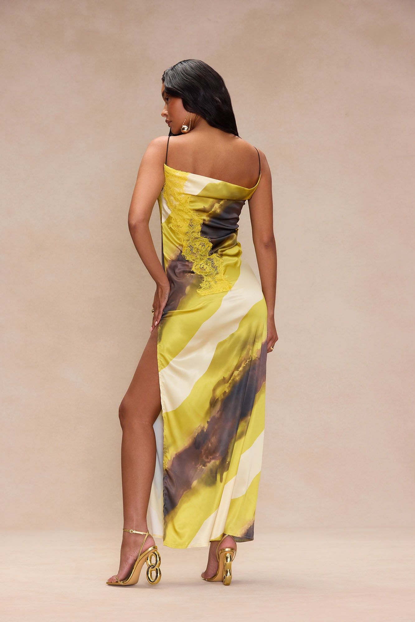 Sunny Satin Maxi Dress - Yellow/combo sold by Fashion Nova product image thumbnail 3