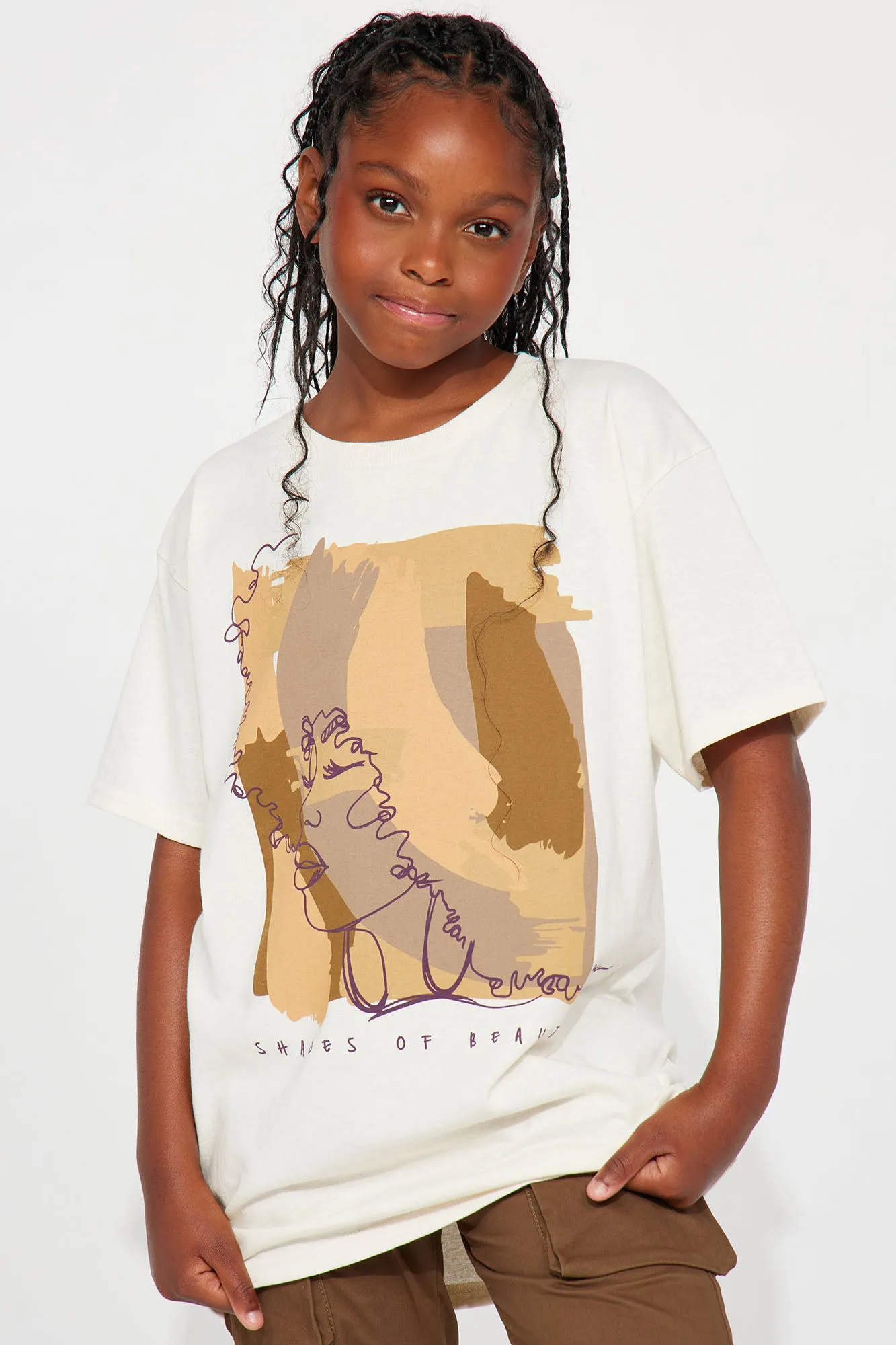 Mini Shades Of Beauty Graphic Tee - Khaki sold by Fashion Nova