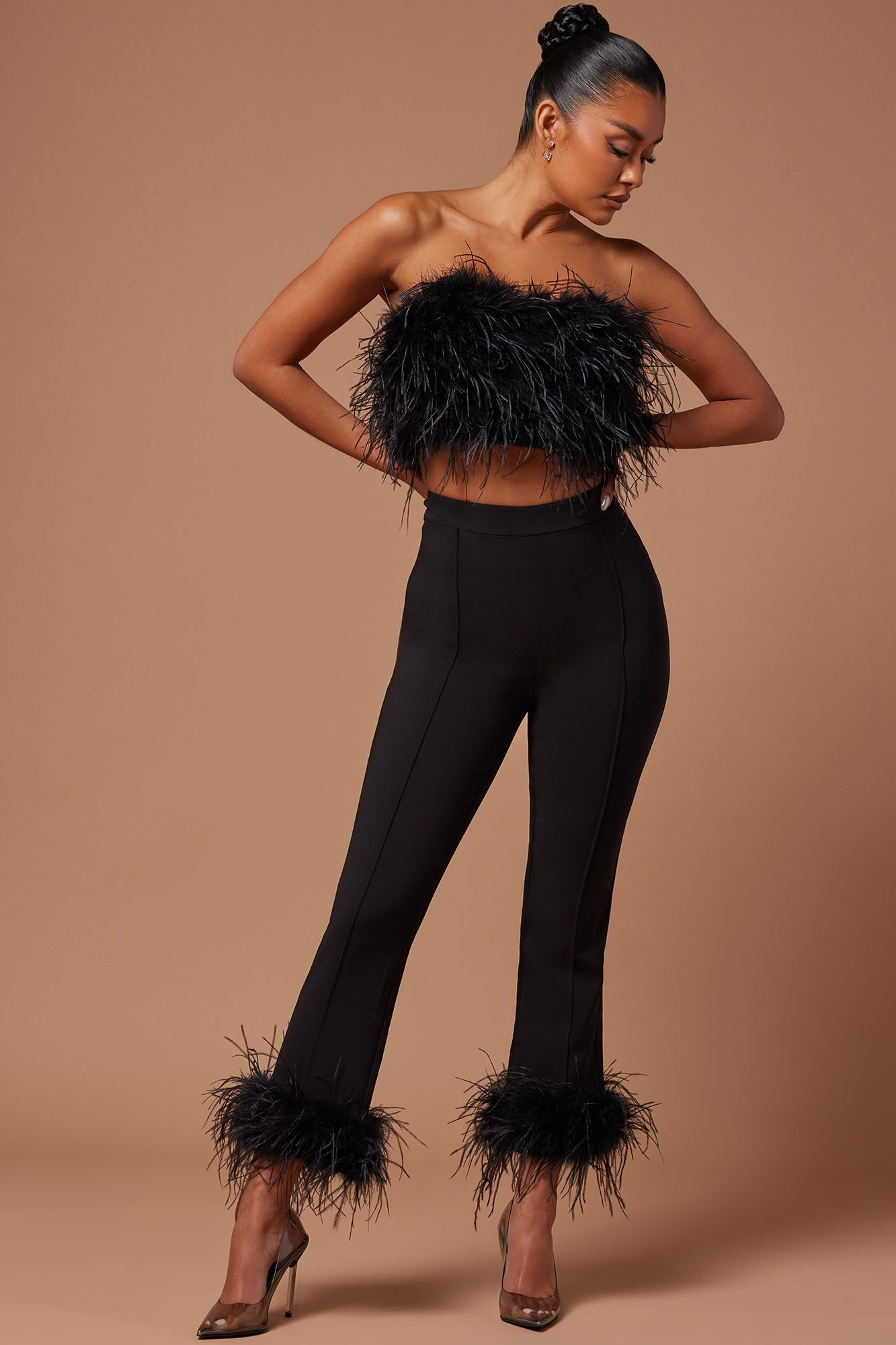 Anya Feathered Top - Black sold by Fashion Nova product image thumbnail 2