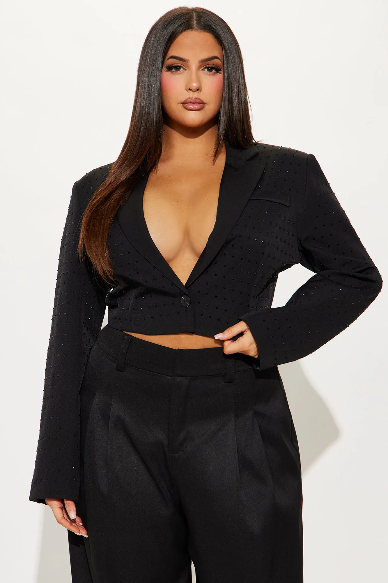 Watch Me Sparkle Cropped Blazer - Black sold by Fashion Nova product image thumbnail 5