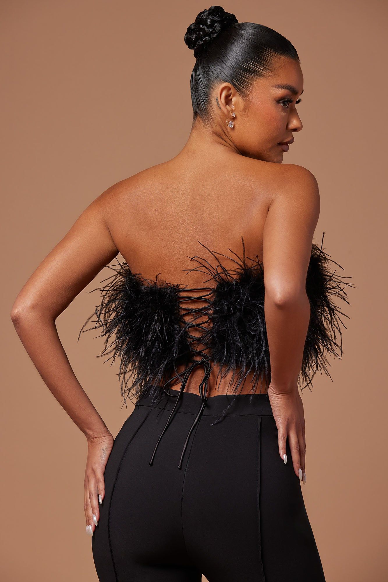 Anya Feathered Top - Black sold by Fashion Nova product image thumbnail 3