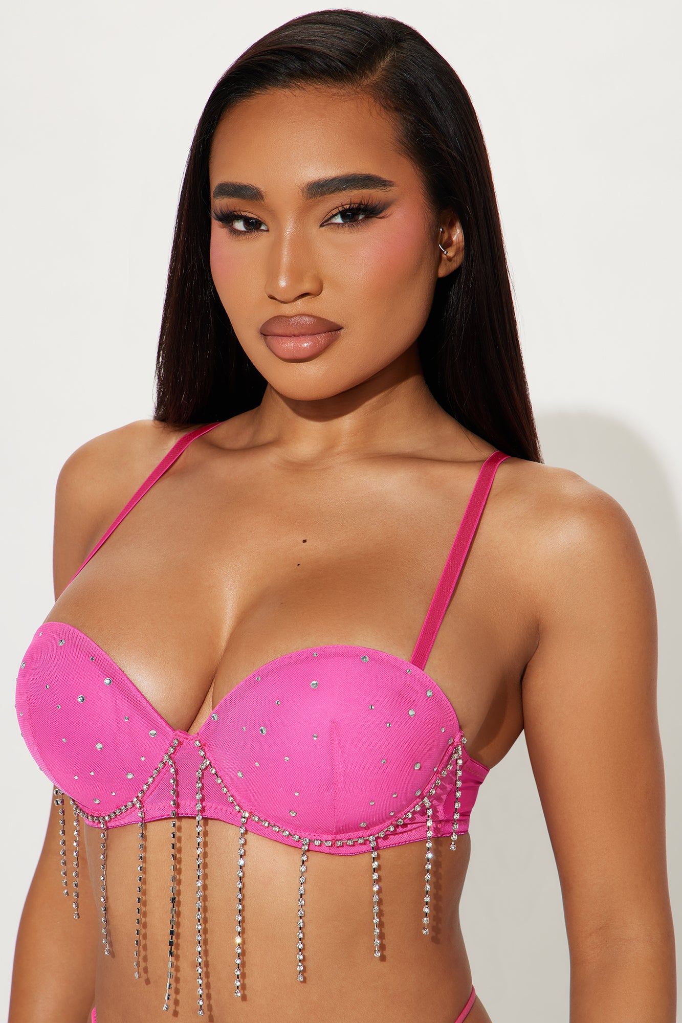 Your Eyes On Me Rhinestone Bra - Hot Pink sold by Fashion Nova