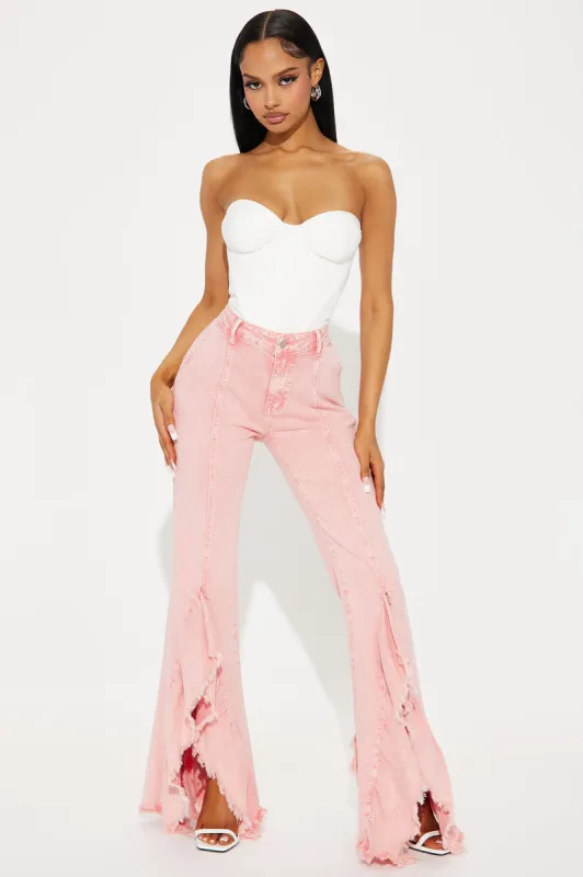 Break Free Ruffled Flare Pant - Pink sold by Fashion Nova