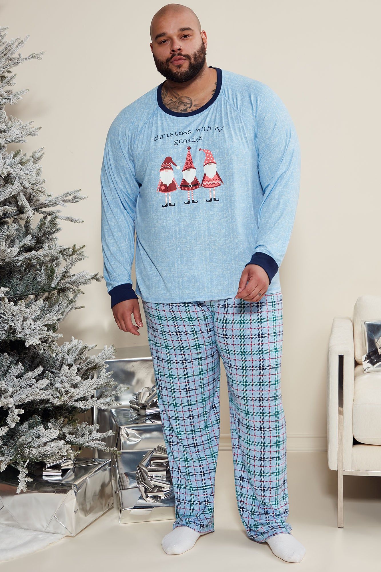 Holidays With My Gnomies Holiday PJ Set - Blue/combo sold by Fashion Nova product image thumbnail 2