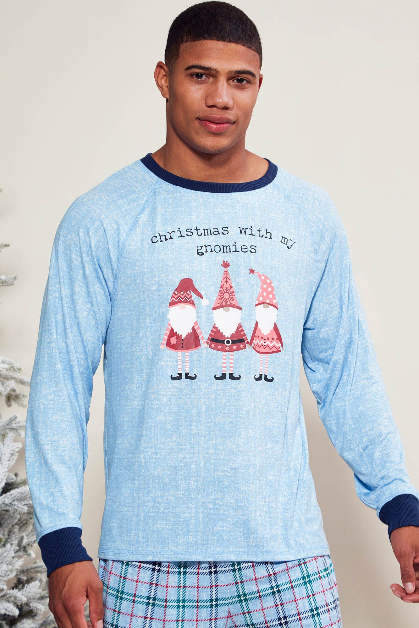 Holidays With My Gnomies Holiday PJ Set - Blue/combo sold by Fashion Nova product image thumbnail 3