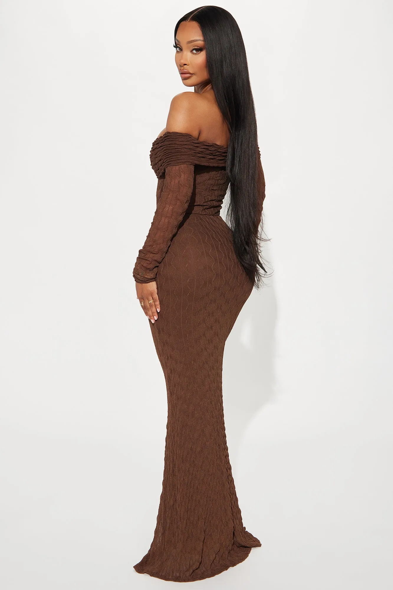 Kim Off Shoulder Maxi Dress - Brown sold by Fashion Nova product image thumbnail 3